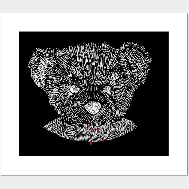 Vampire Horror Halloween Teddy Bear Wall Art by ellenhenryart